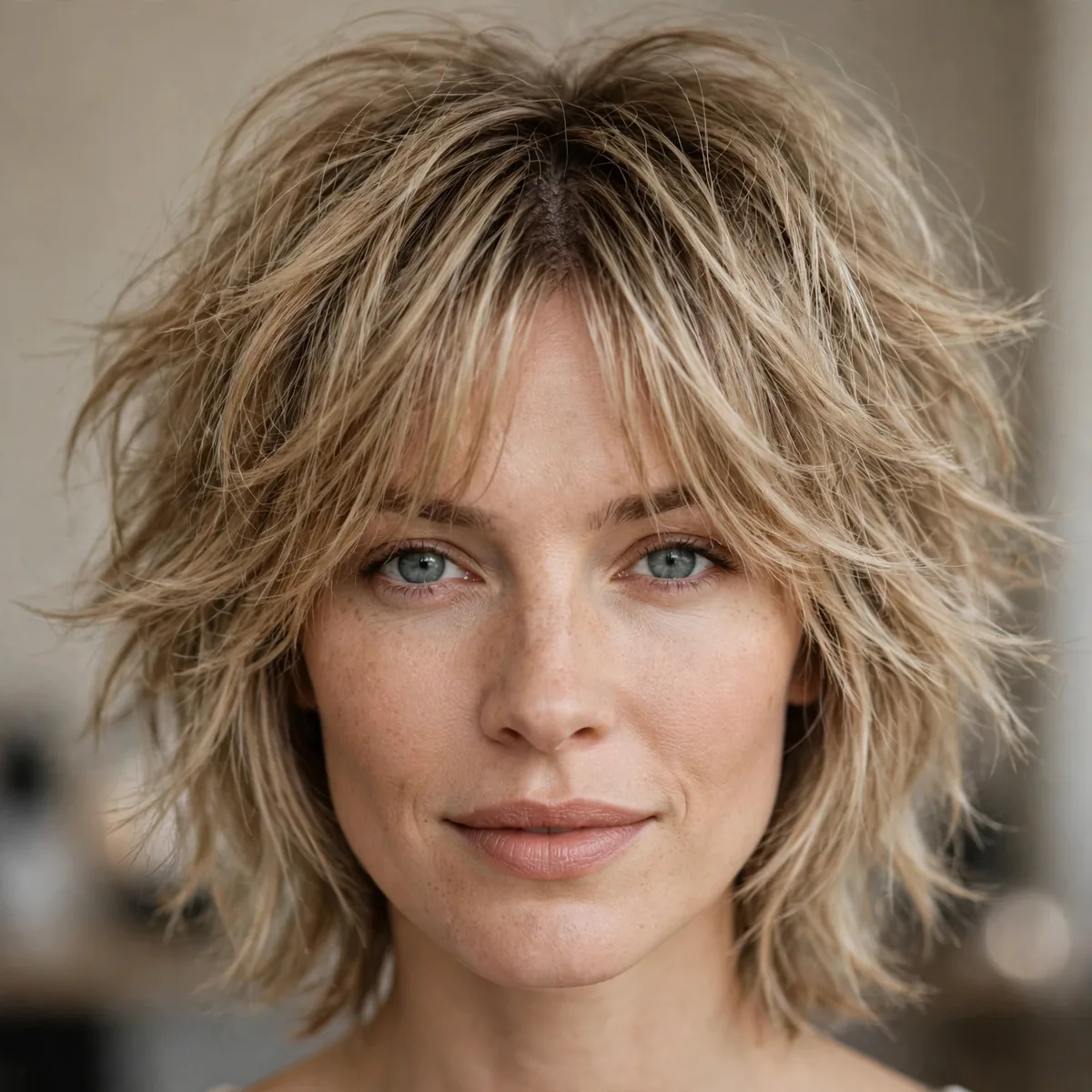 Shag haircut adding volume to fine thin hair