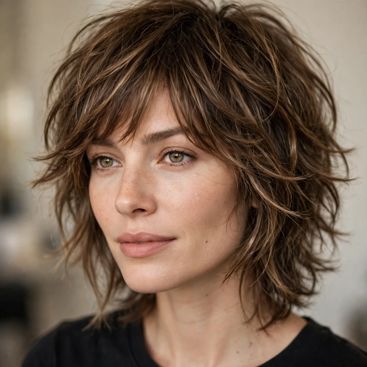 Effortless grown-out shag haircut with soft layers