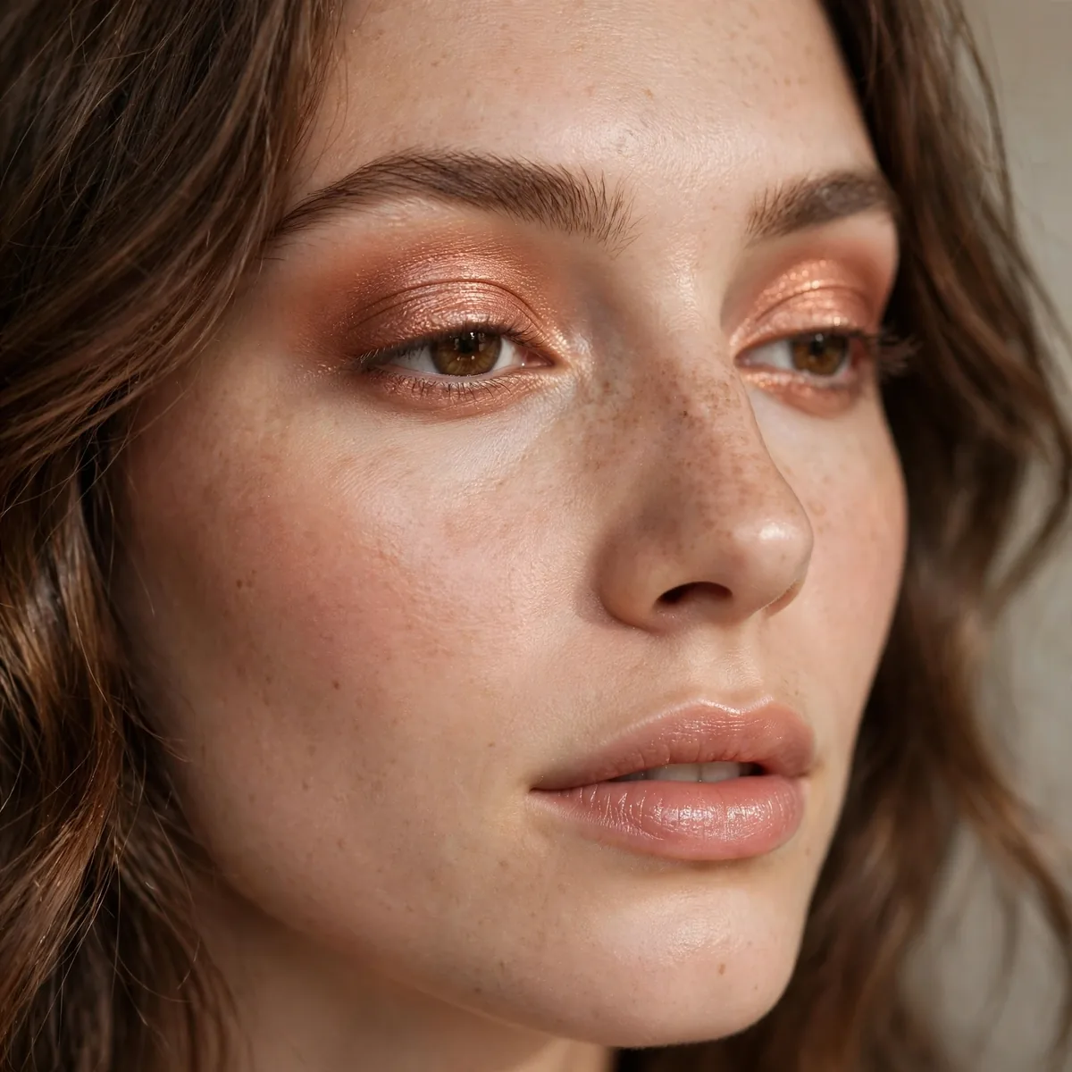 Soft copper glowing eyeshadow