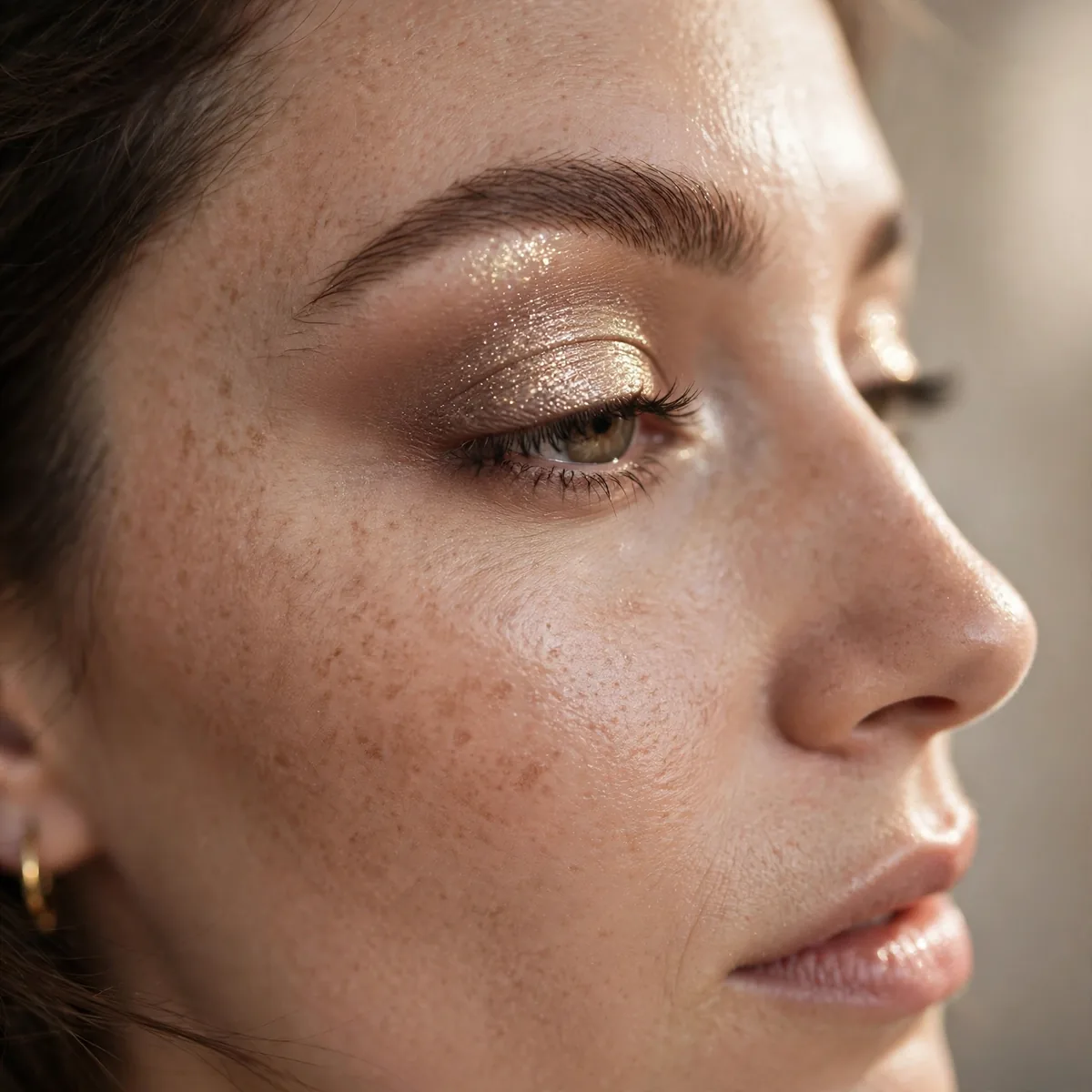 Shimmer eyeshadow over matte base