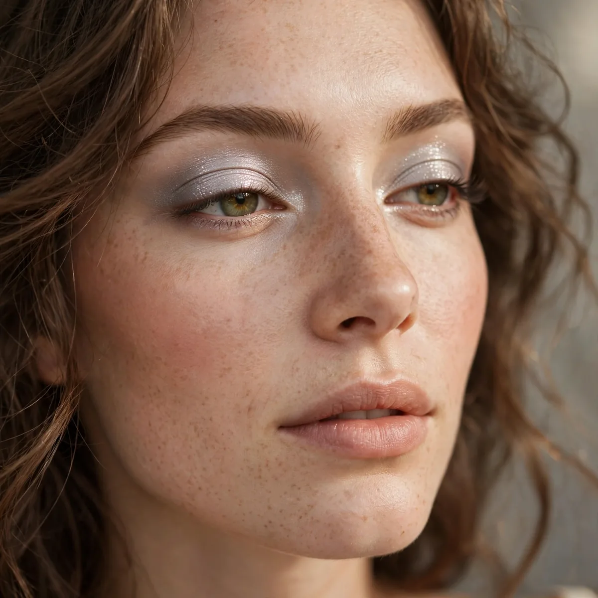 Soft pewter glowing eyeshadow