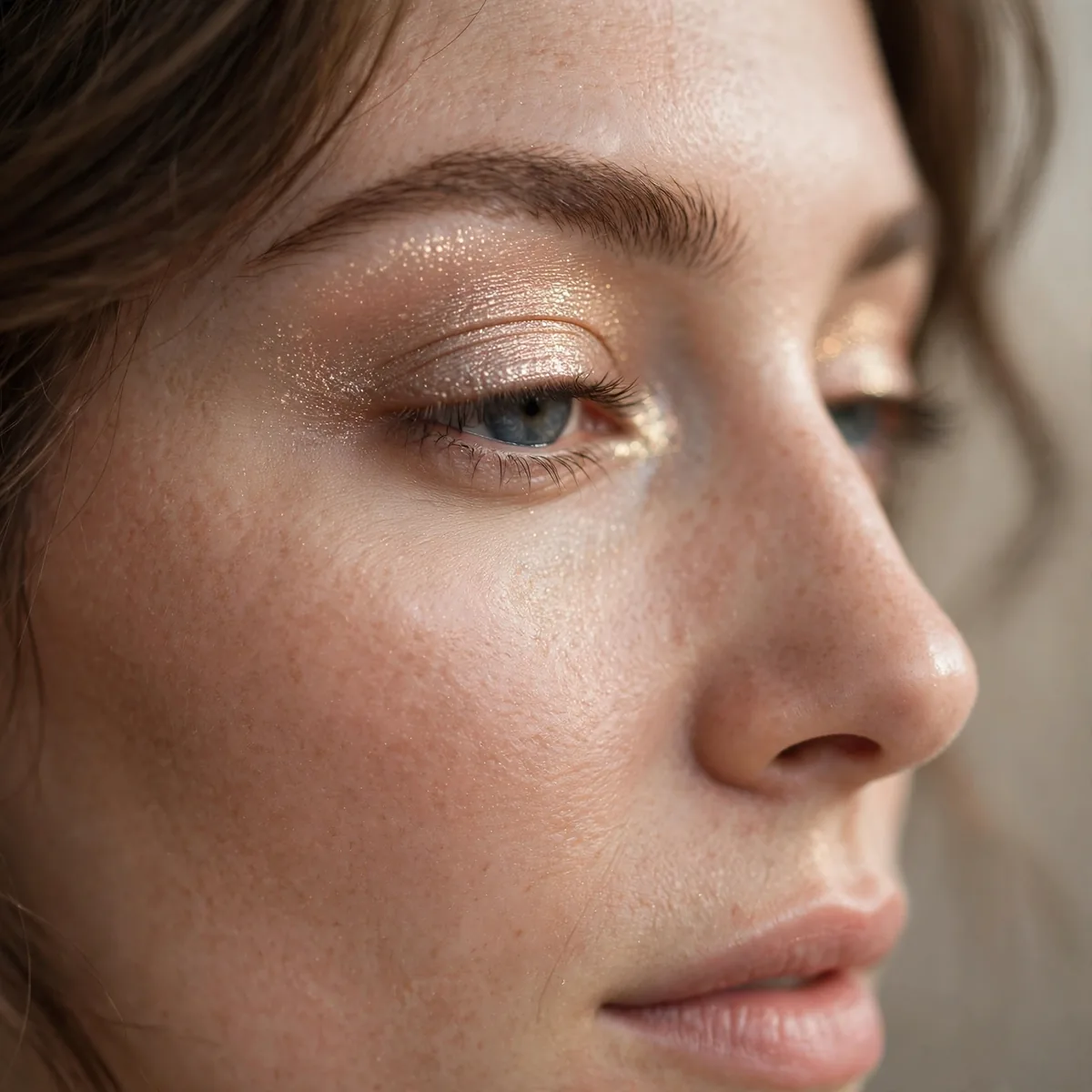 Blurred shimmer eyeshadow edges