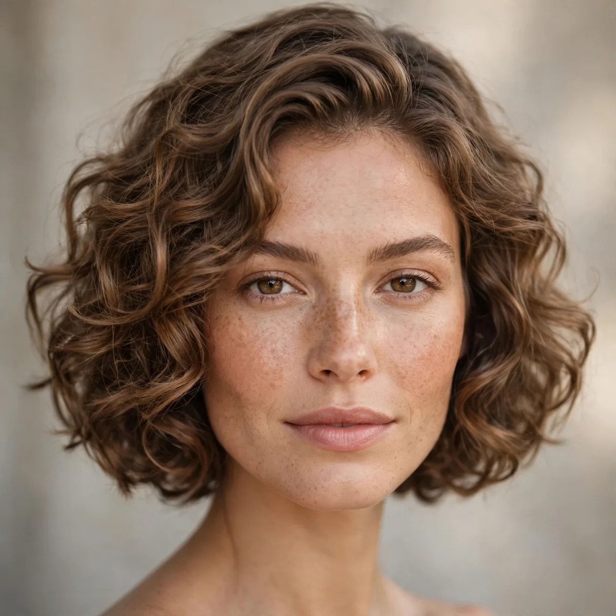 Soft curly bob haircut