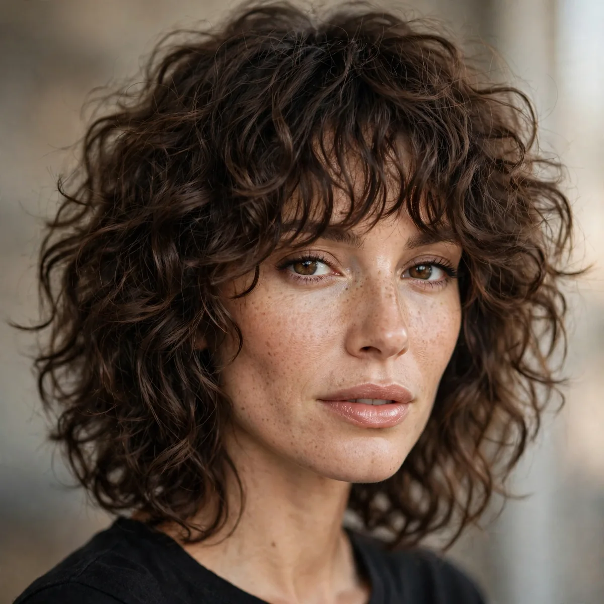 Curly shag haircut