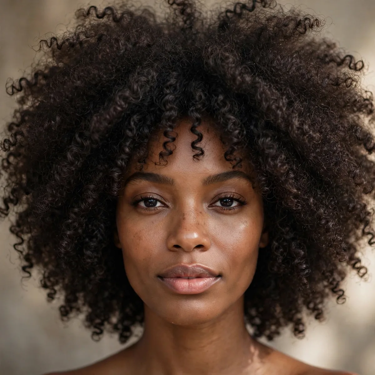 Voluminous curly afro haircut