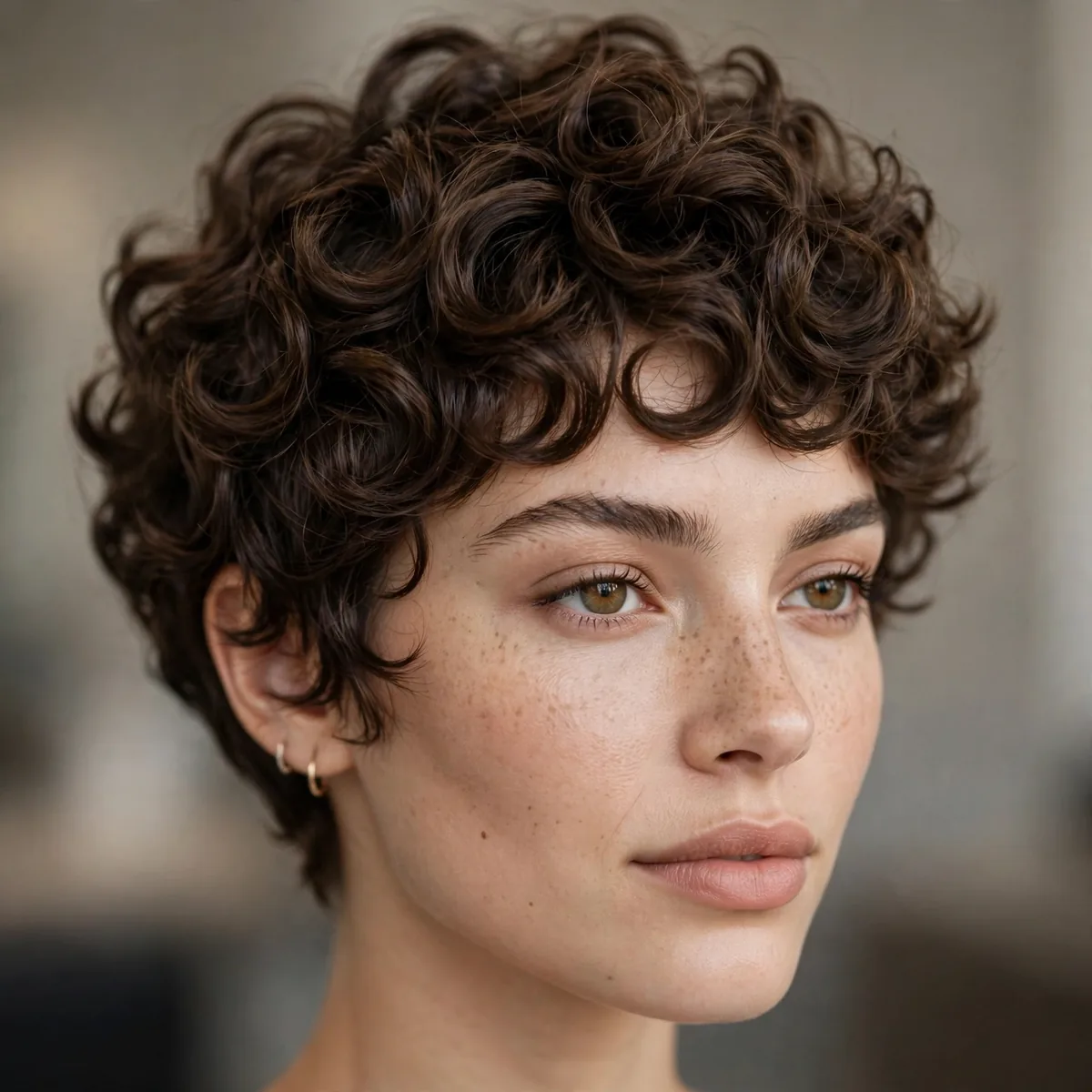 Sculpted curly pixie bob