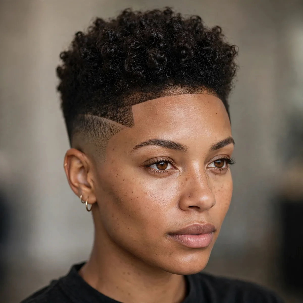 High-top fade haircut with defined shape