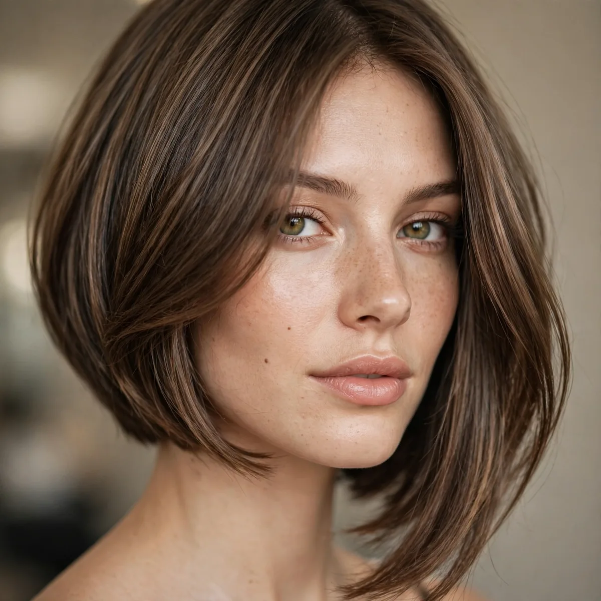 Asymmetrical bob longer on one side