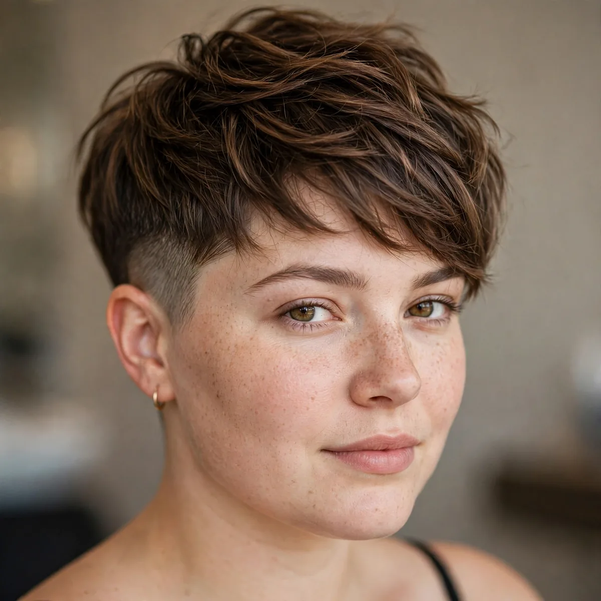 Pixie with undercut for round face