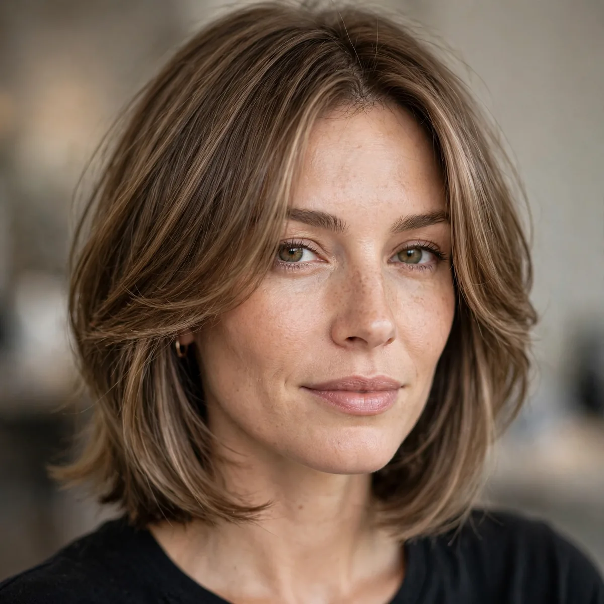 Lob with face-framing layers