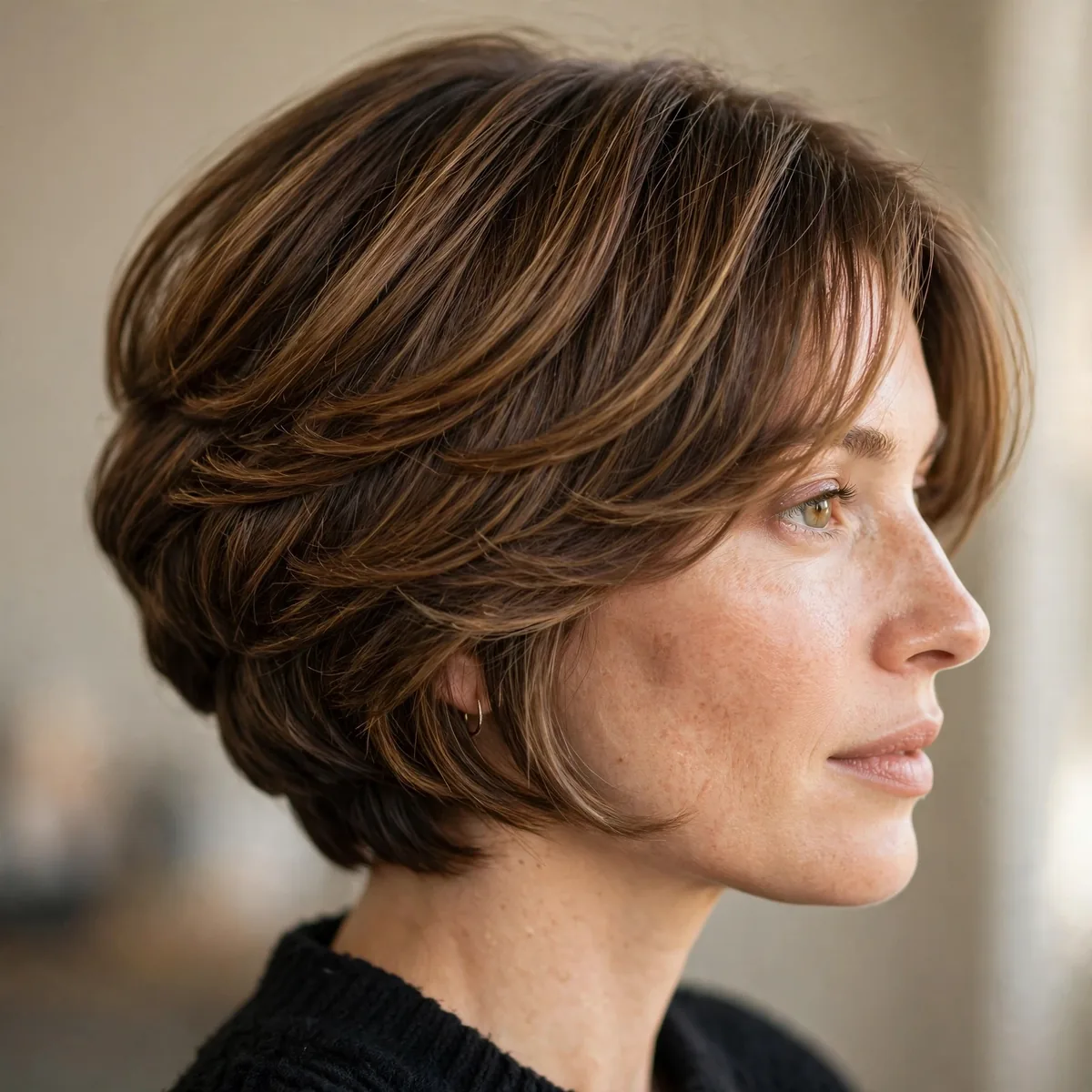 Stacked bob with layers at the back