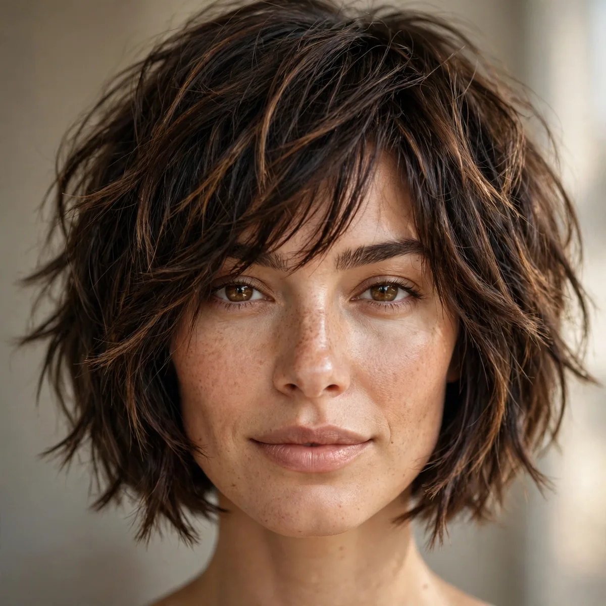 Choppy layered bob modern style