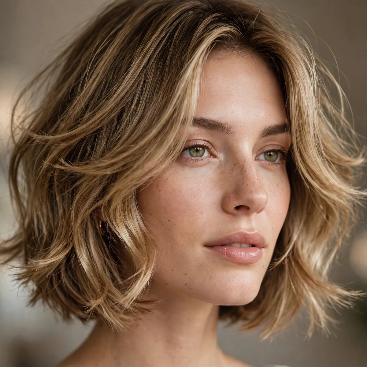 Chin-length bob that swings with layers