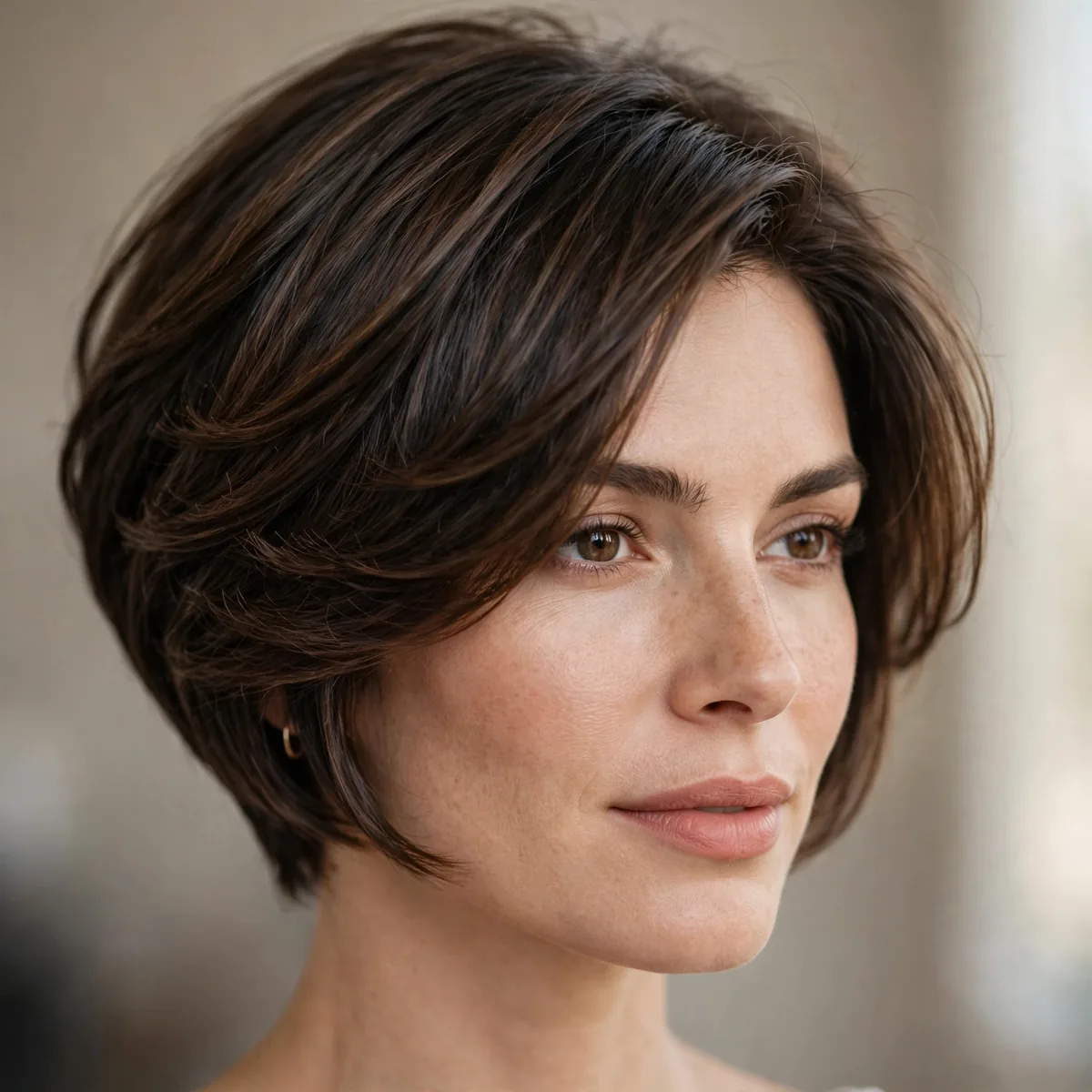 Modern wedge haircut with layers