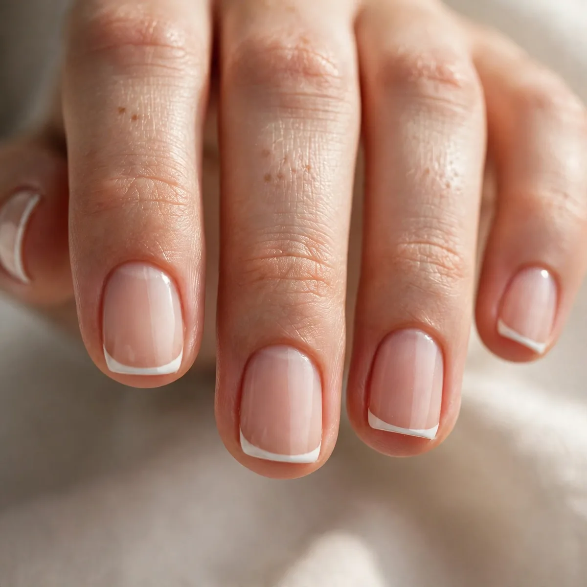 Micro French tips on short nails