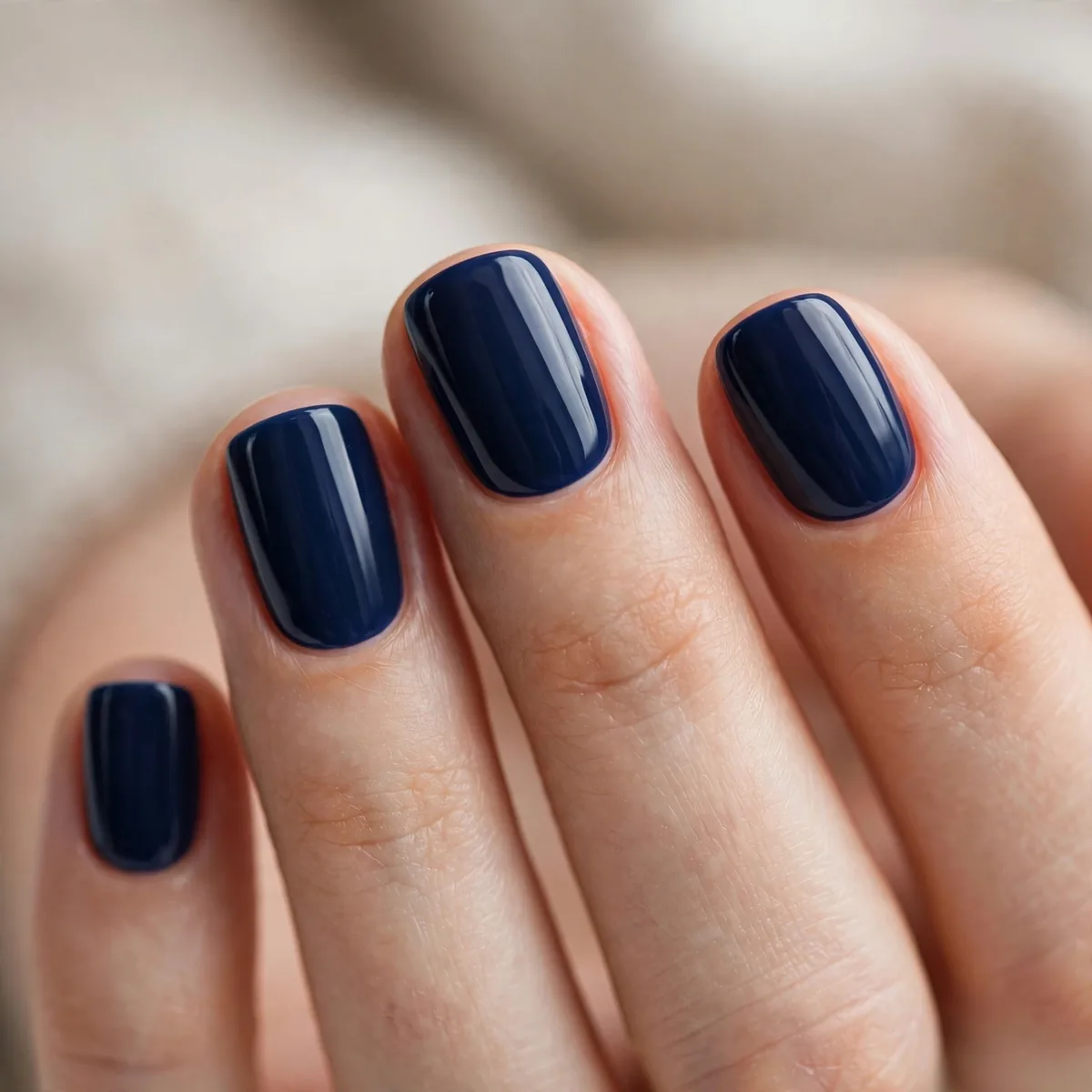 Deep navy blue short nails