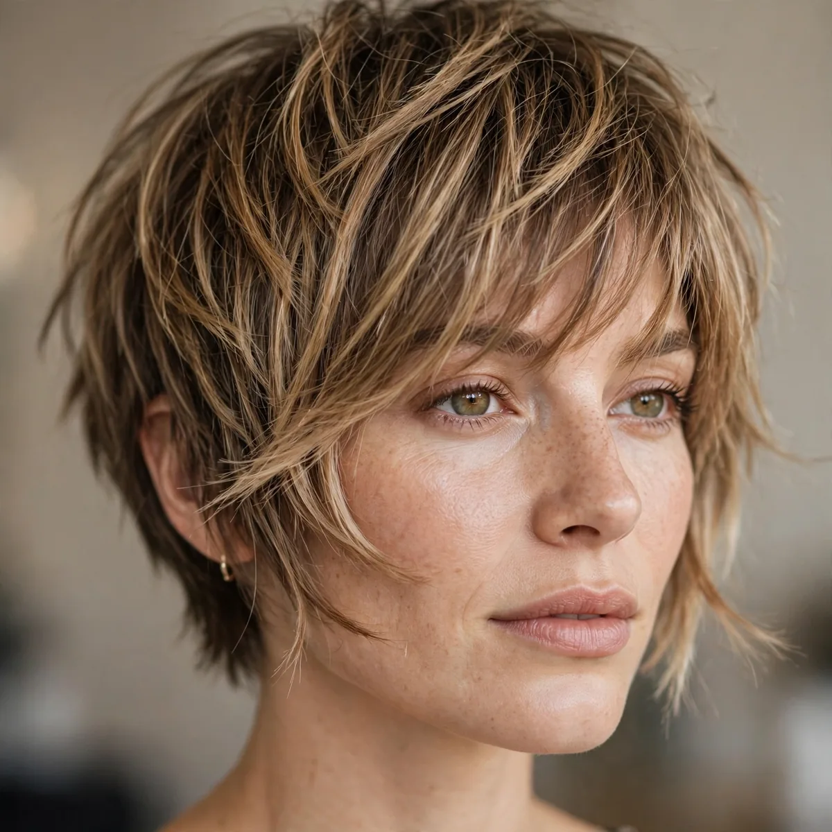 Close-up of pixie bob hybrid showing a longer pixie-bob blend and textured ends