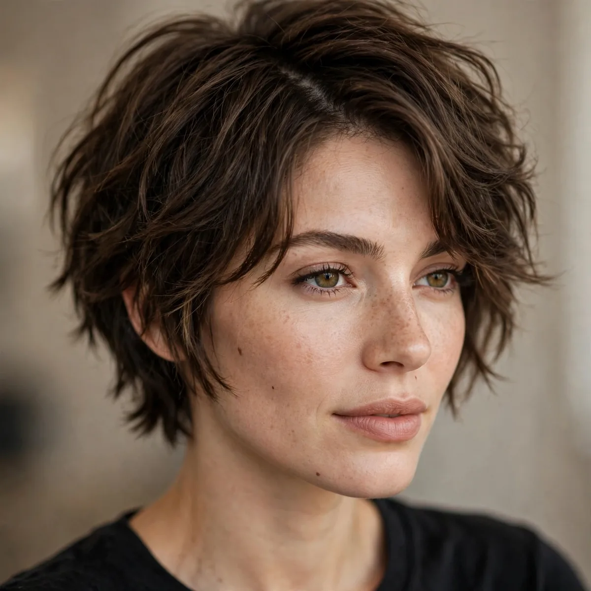 Shag with deep side part