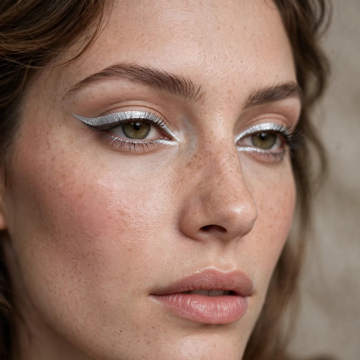 Silver eyeliner makeup look