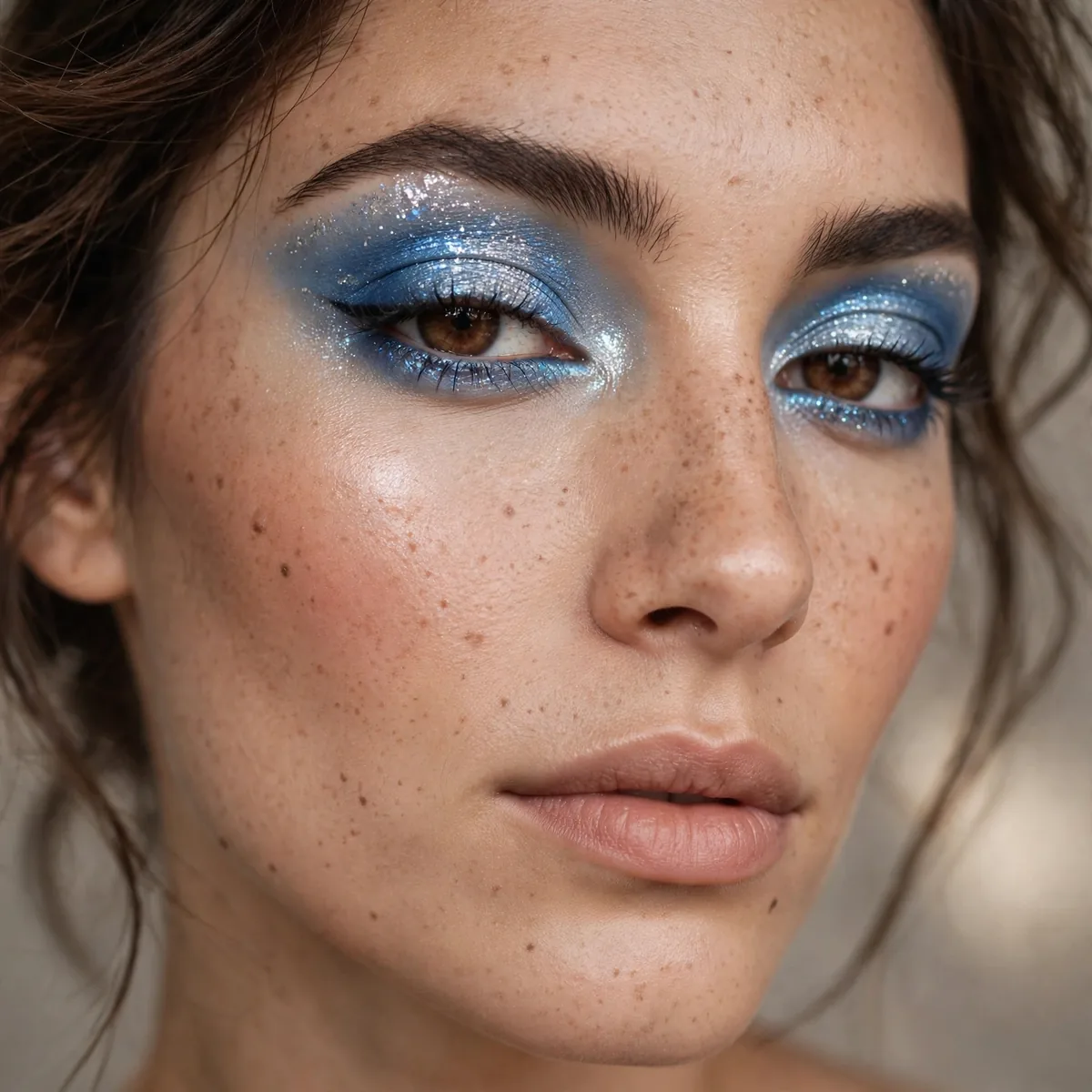Blue silver eyeshadow look