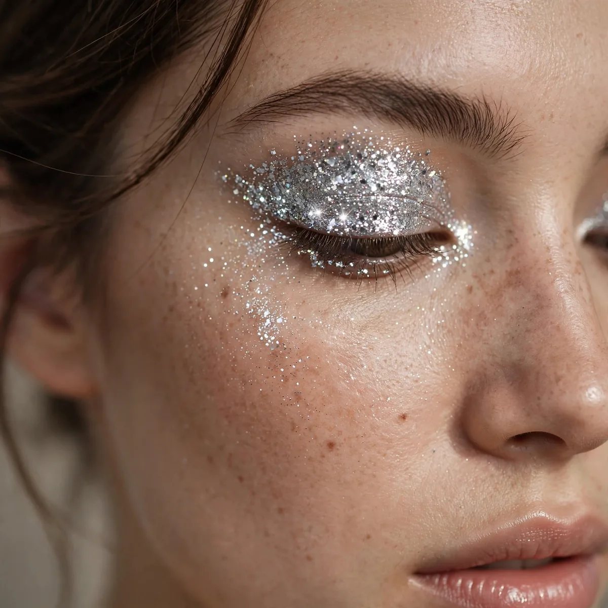 Dazzling silver glitter eyeshadow