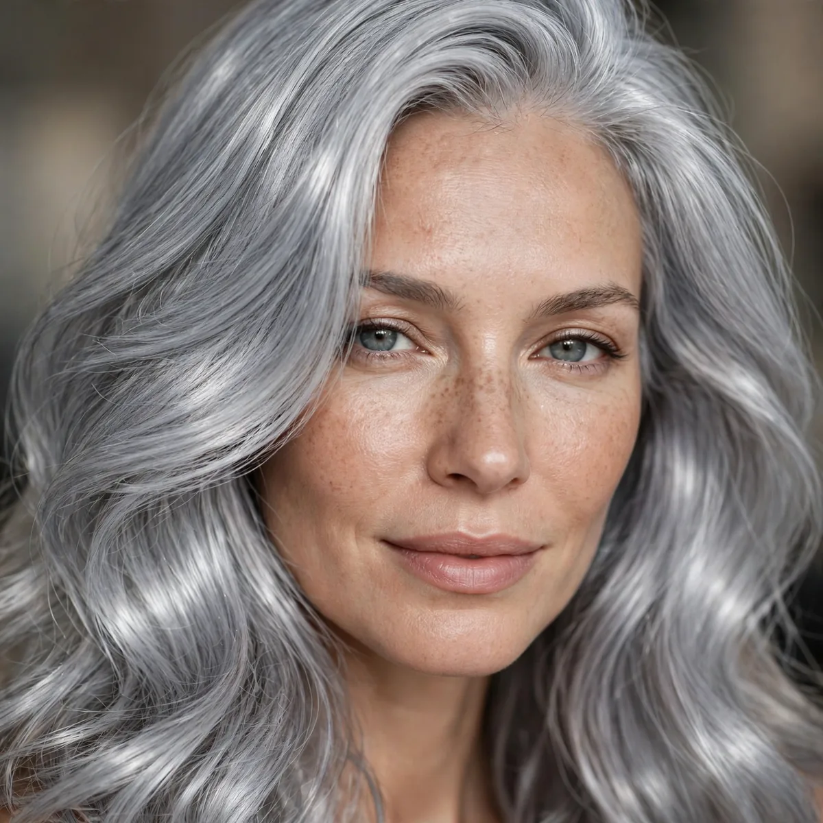 Full silver gray hair color