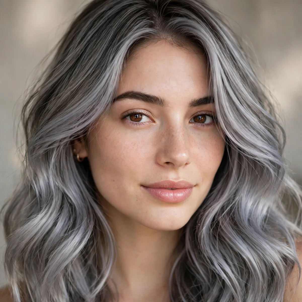 Silver gray blending hair color