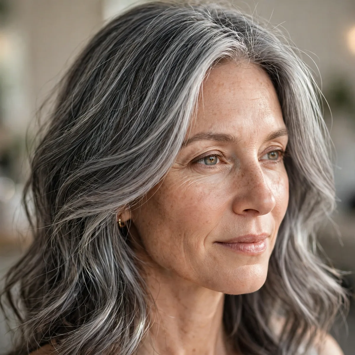 Silver babylights on gray hair