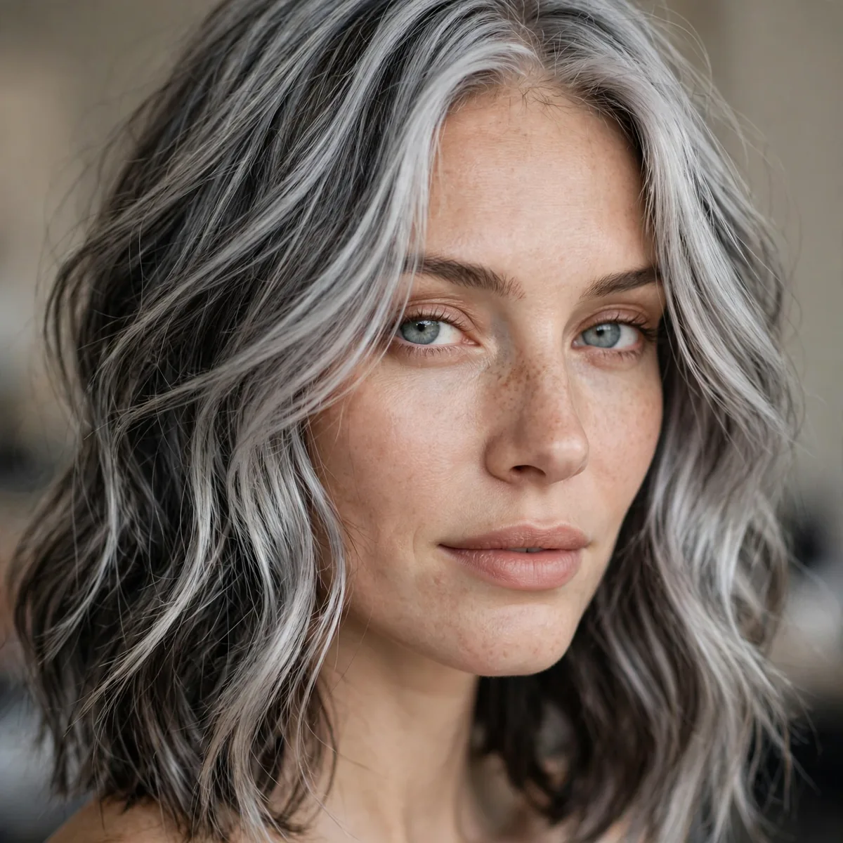Silver hair with dark lowlights