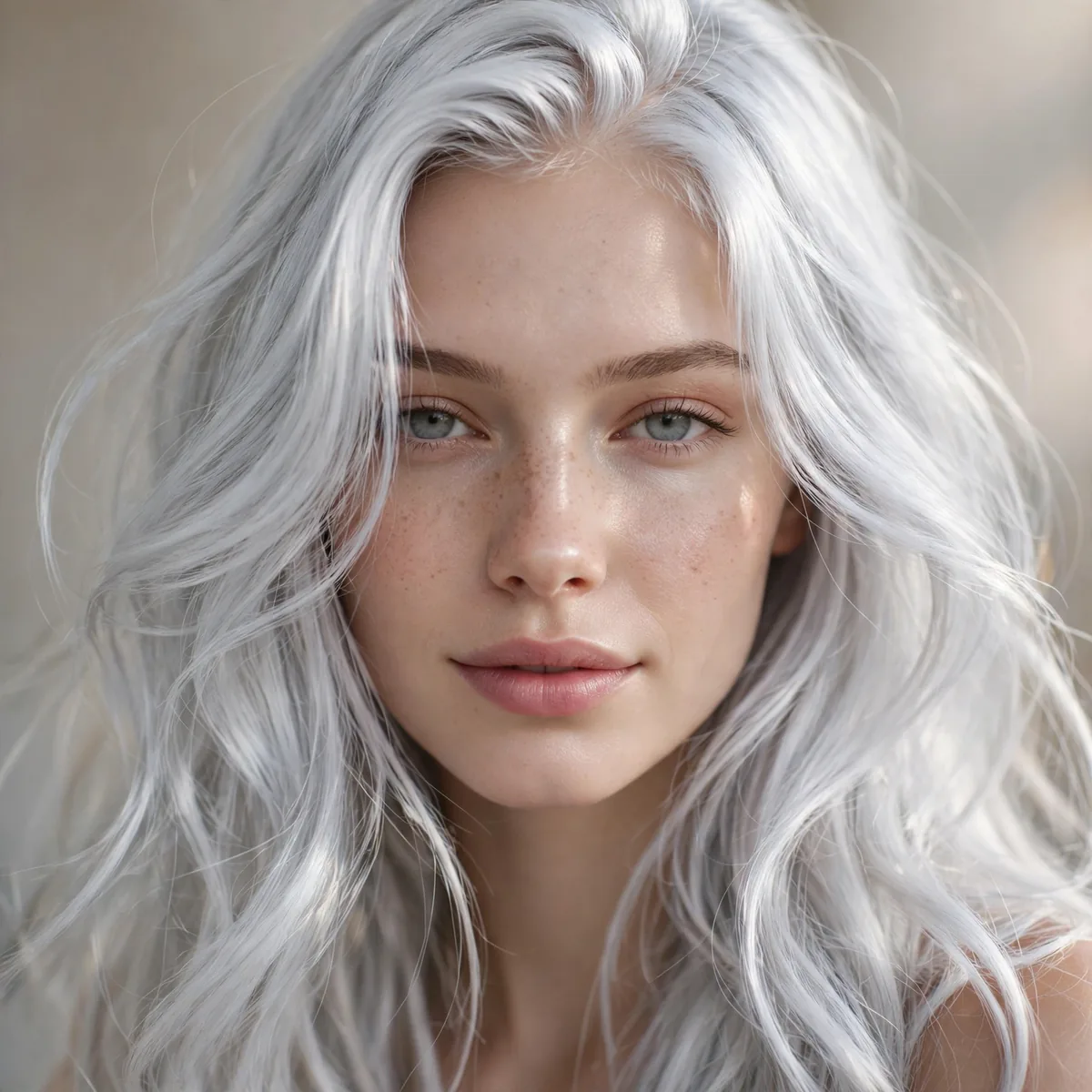 Icy white silver hair