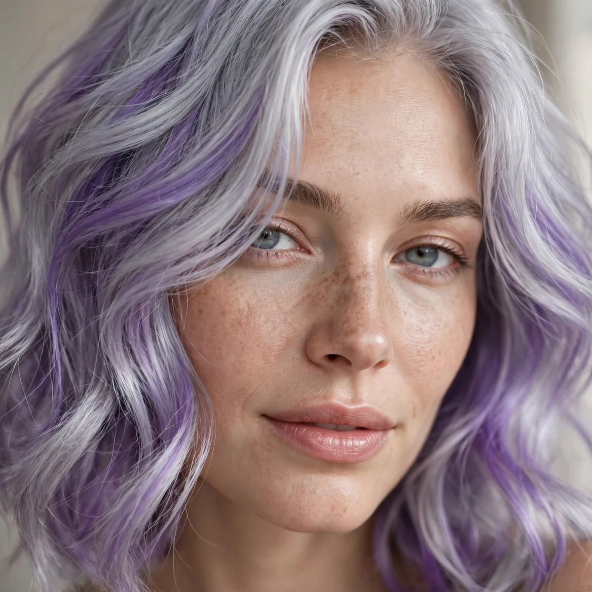 Silver hair with purple toner