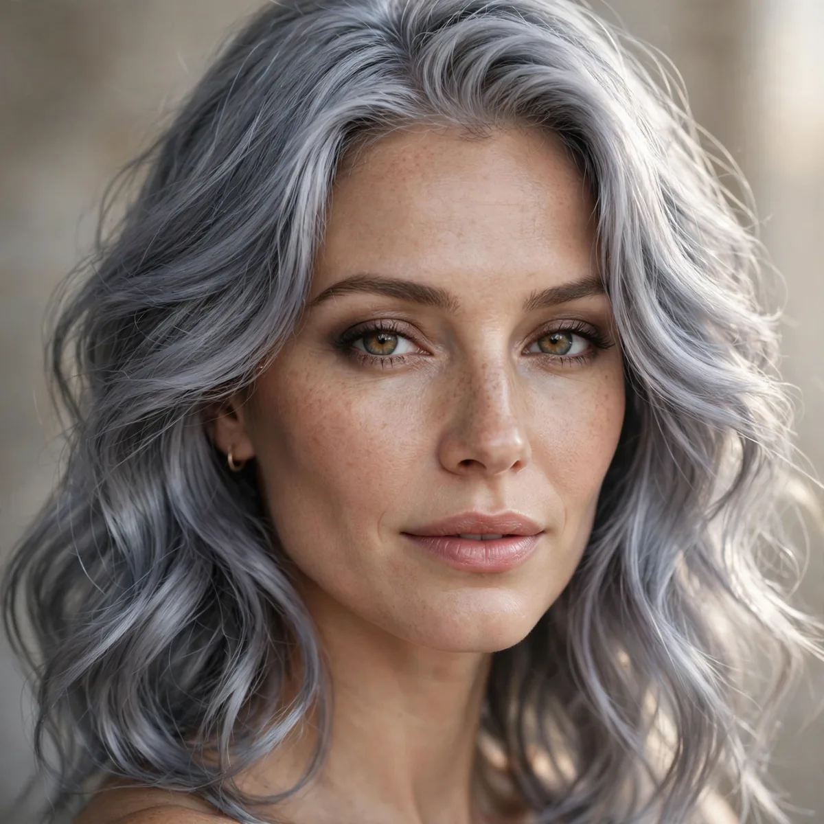 Smoky steel silver hair color