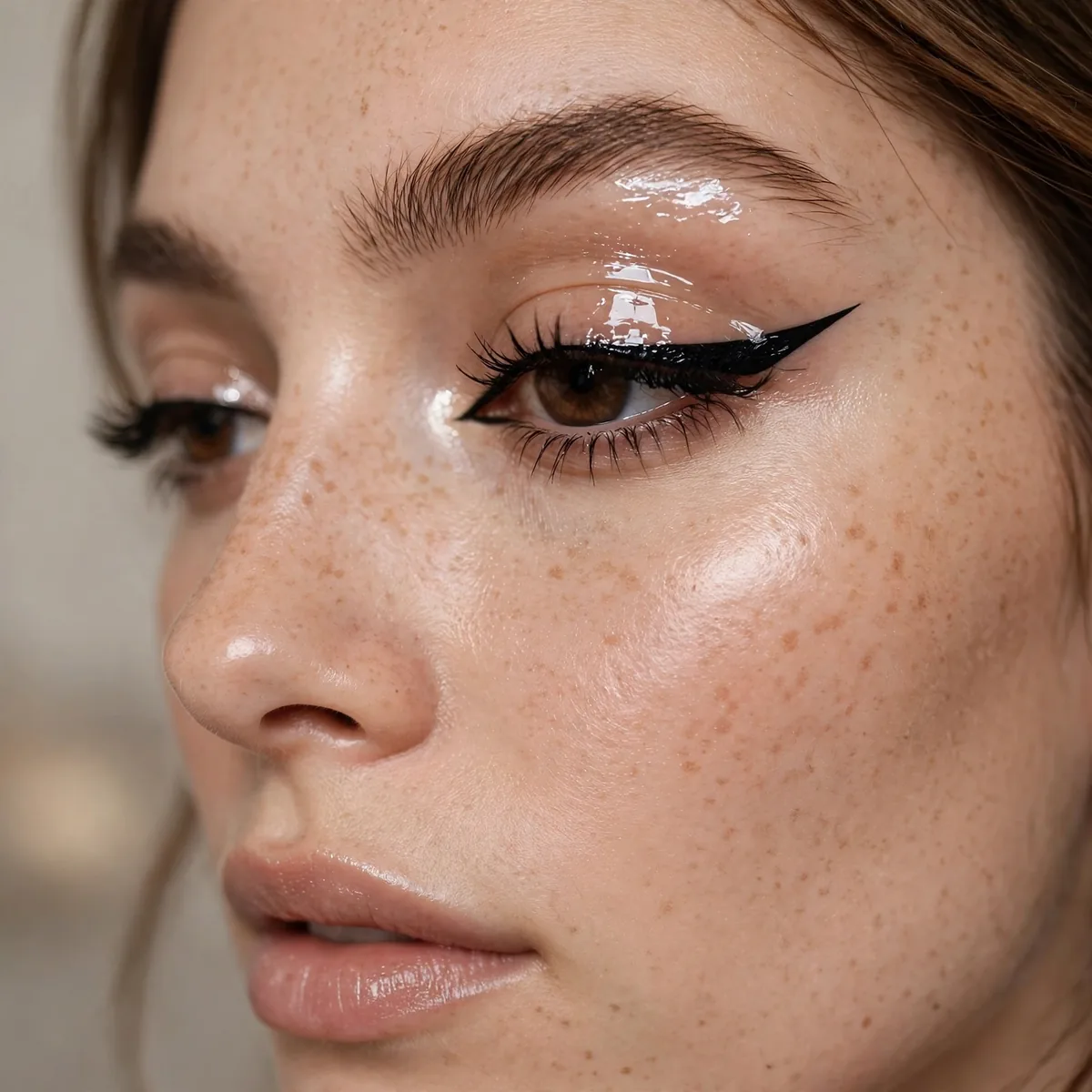 Glossy lid siren eye look