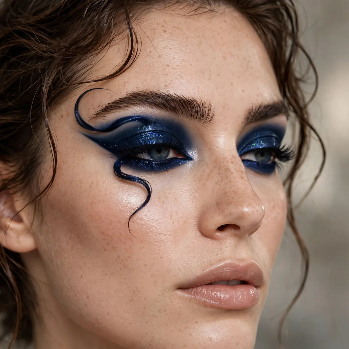 Navy siren eye creative look