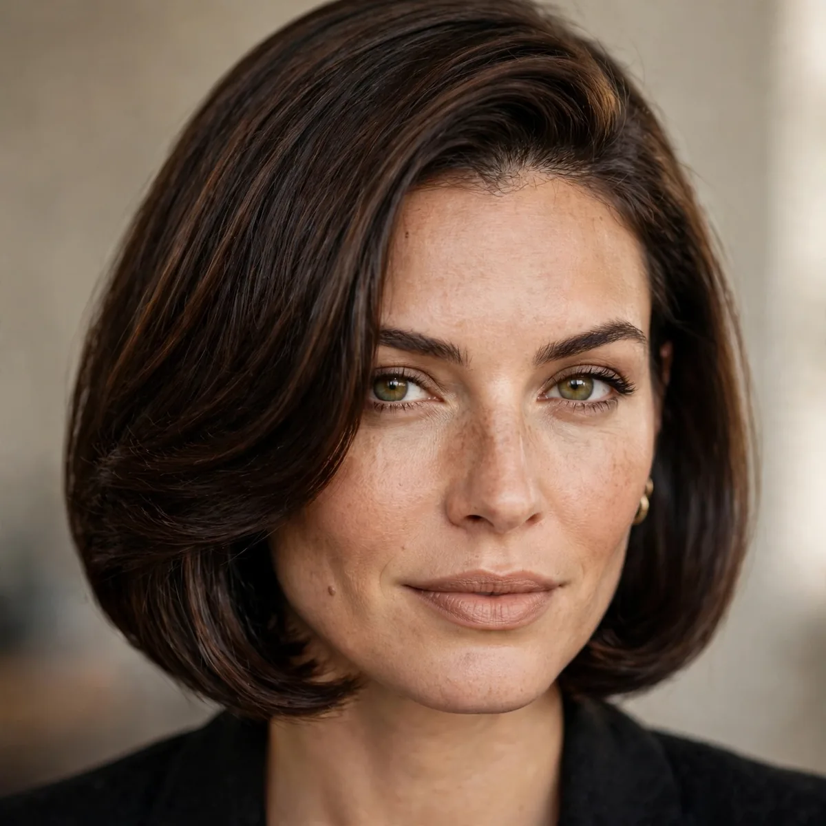 Executive bob with a deep side part for a job interview