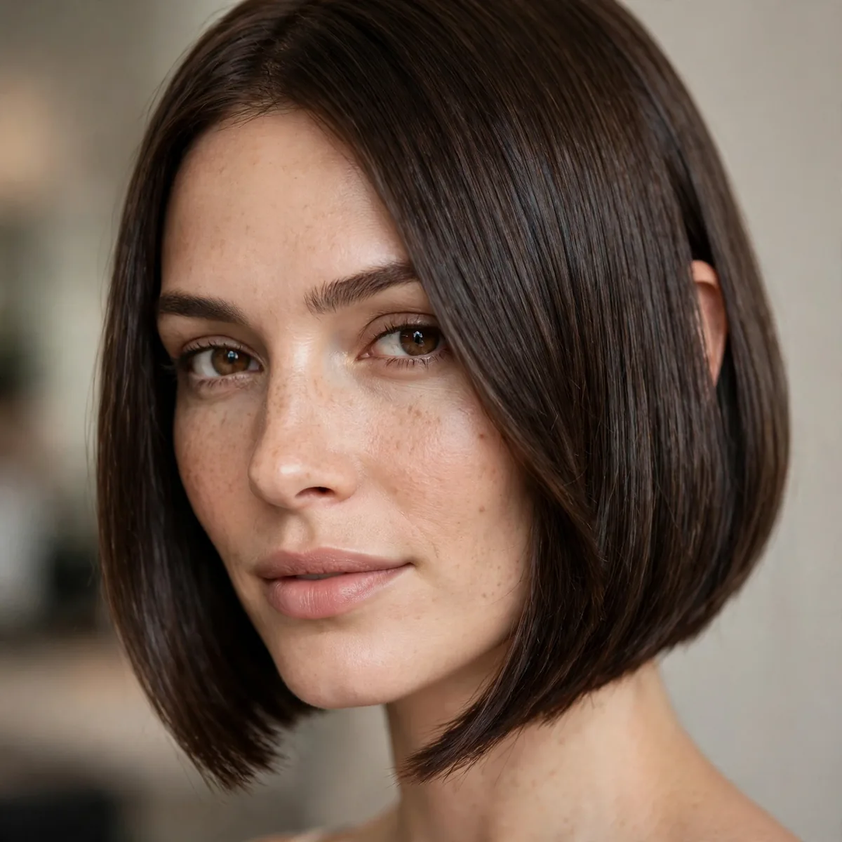 Sleek A-line bob with a professional angled cut