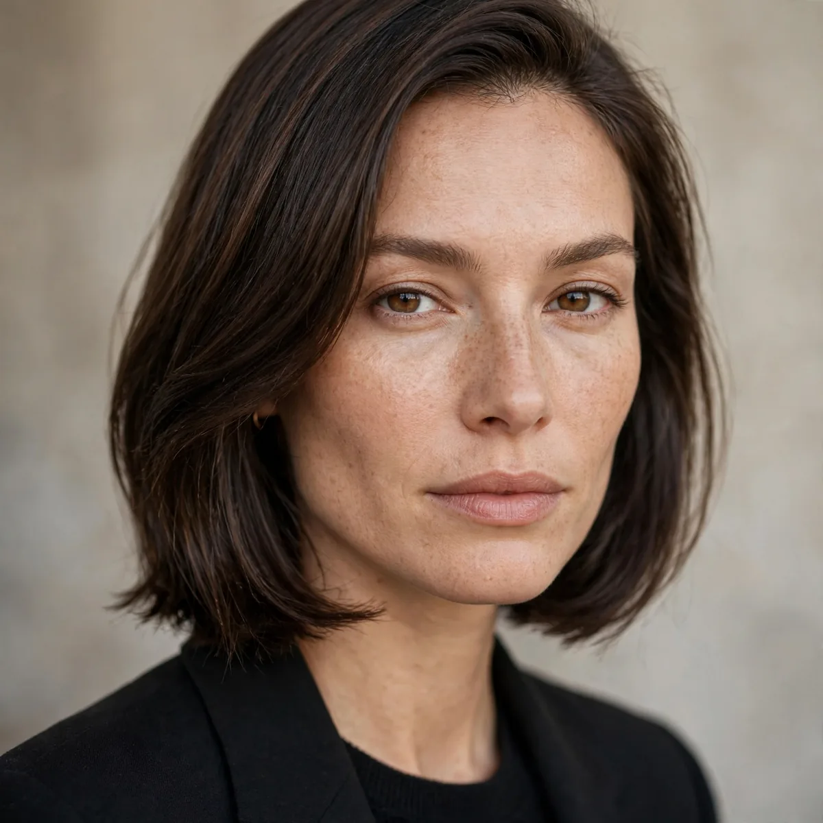 Sleek low maintenance lob for a professional interview