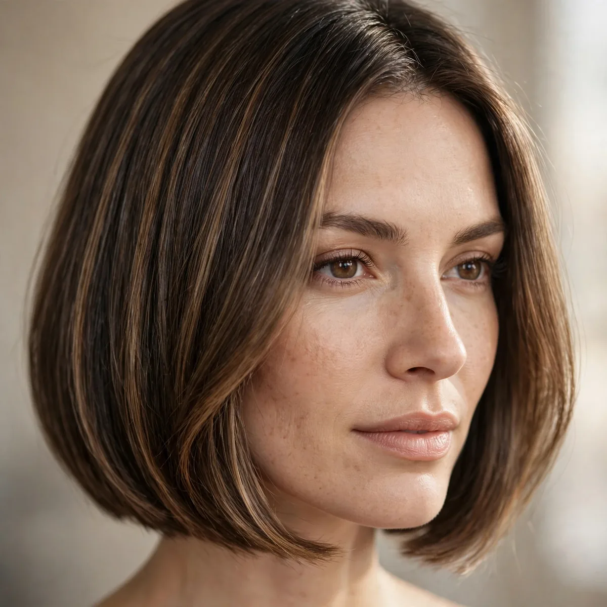 Sleek bob with subtle professional highlights