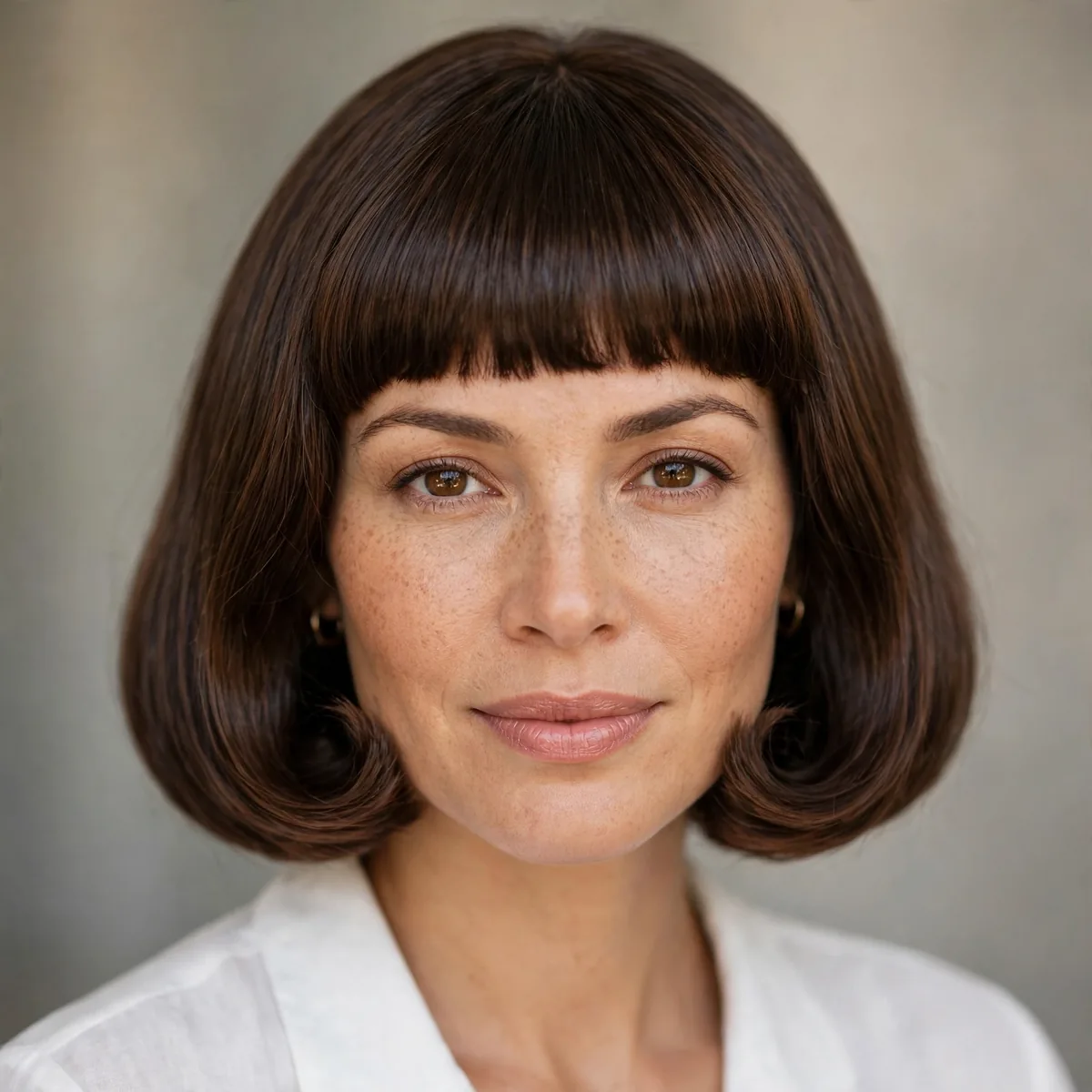 Classic pageboy bob with curved ends for an interview