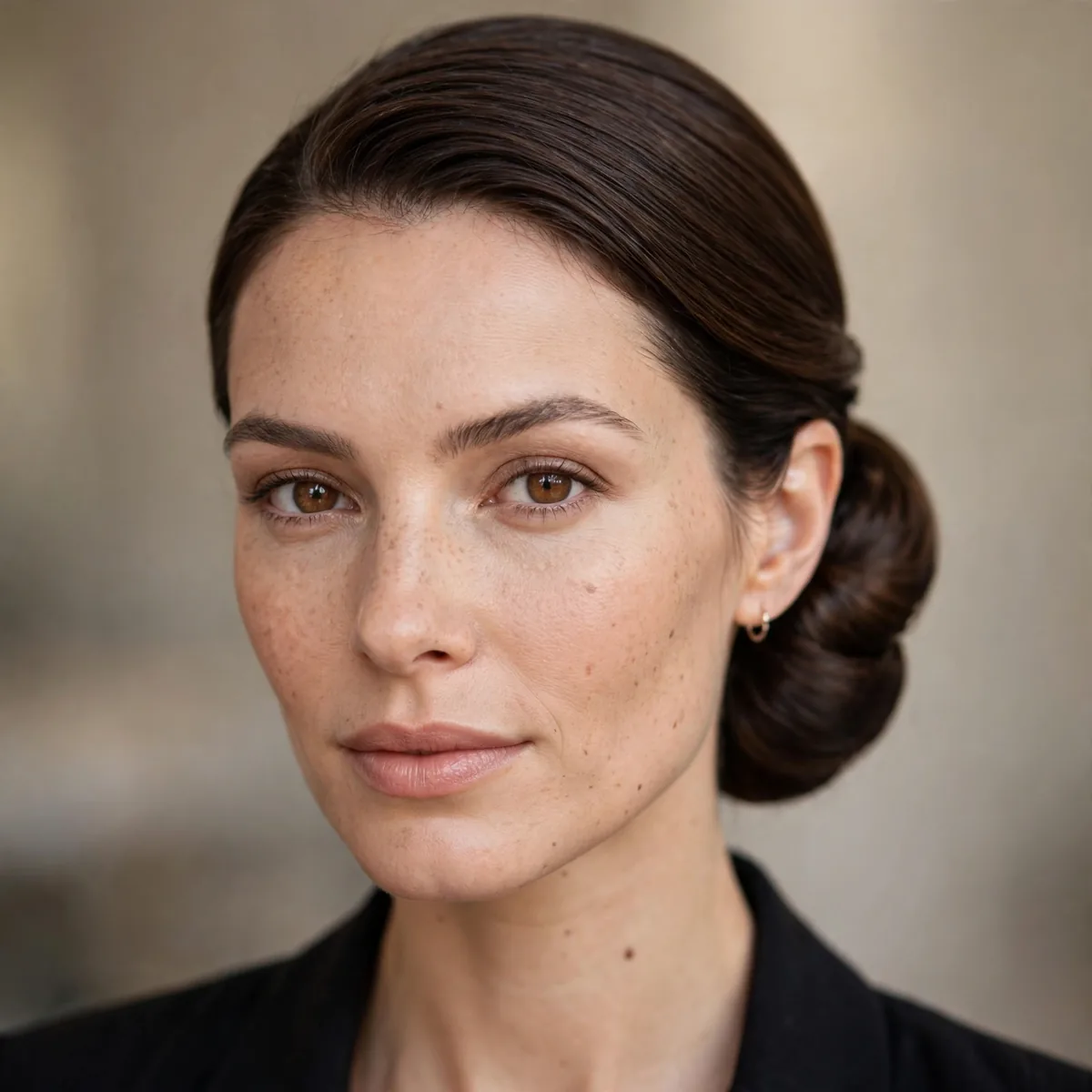 Classic sleek low chignon for work