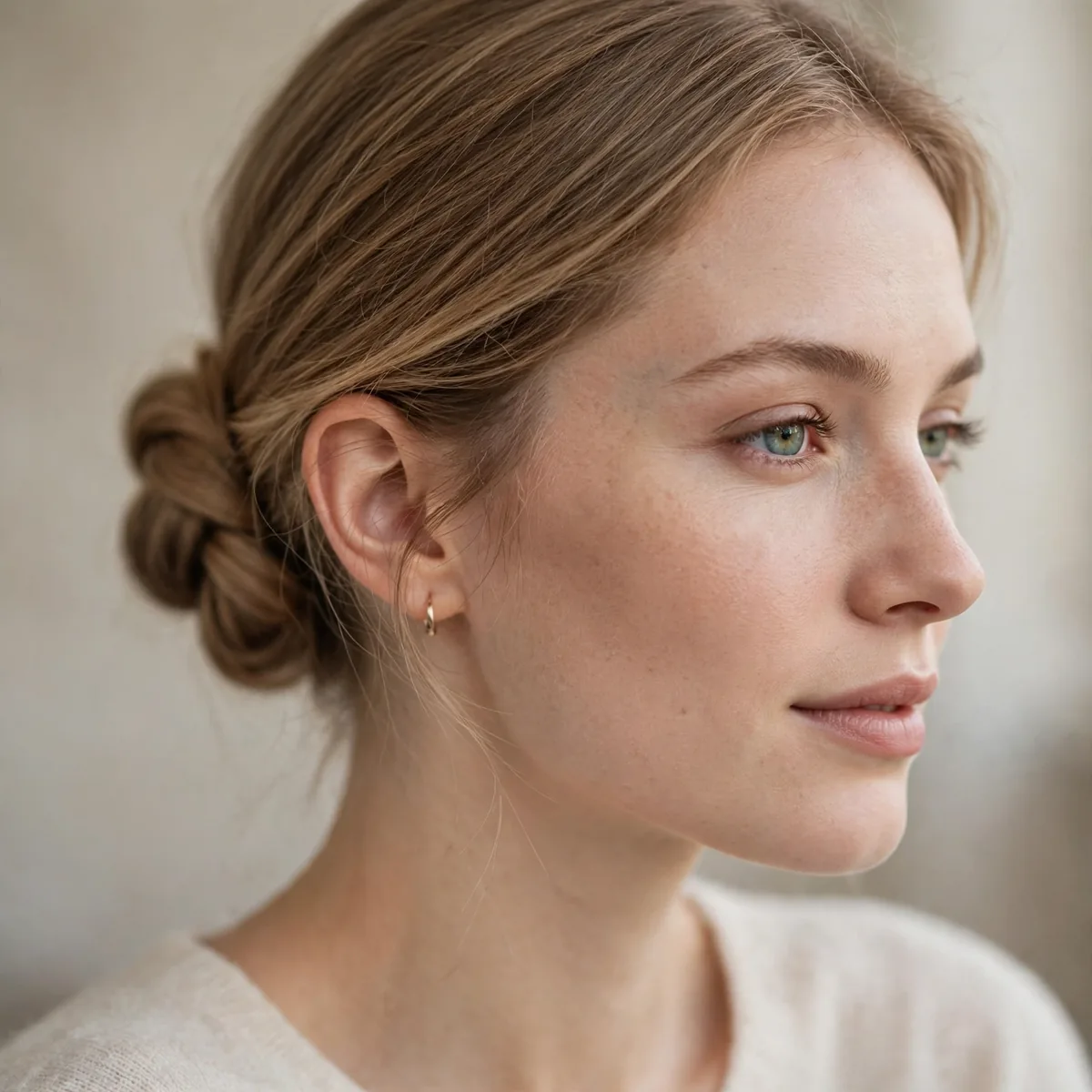 Small neat chignon designed for fine hair