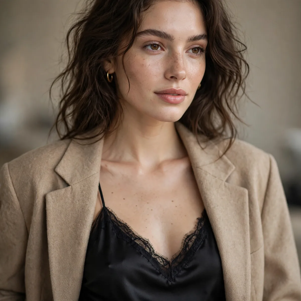Slip dress with oversized blazer