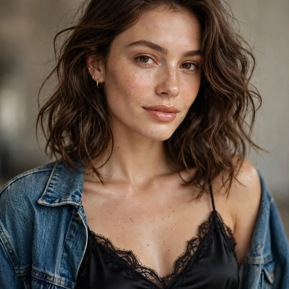 Slip dress with denim jacket