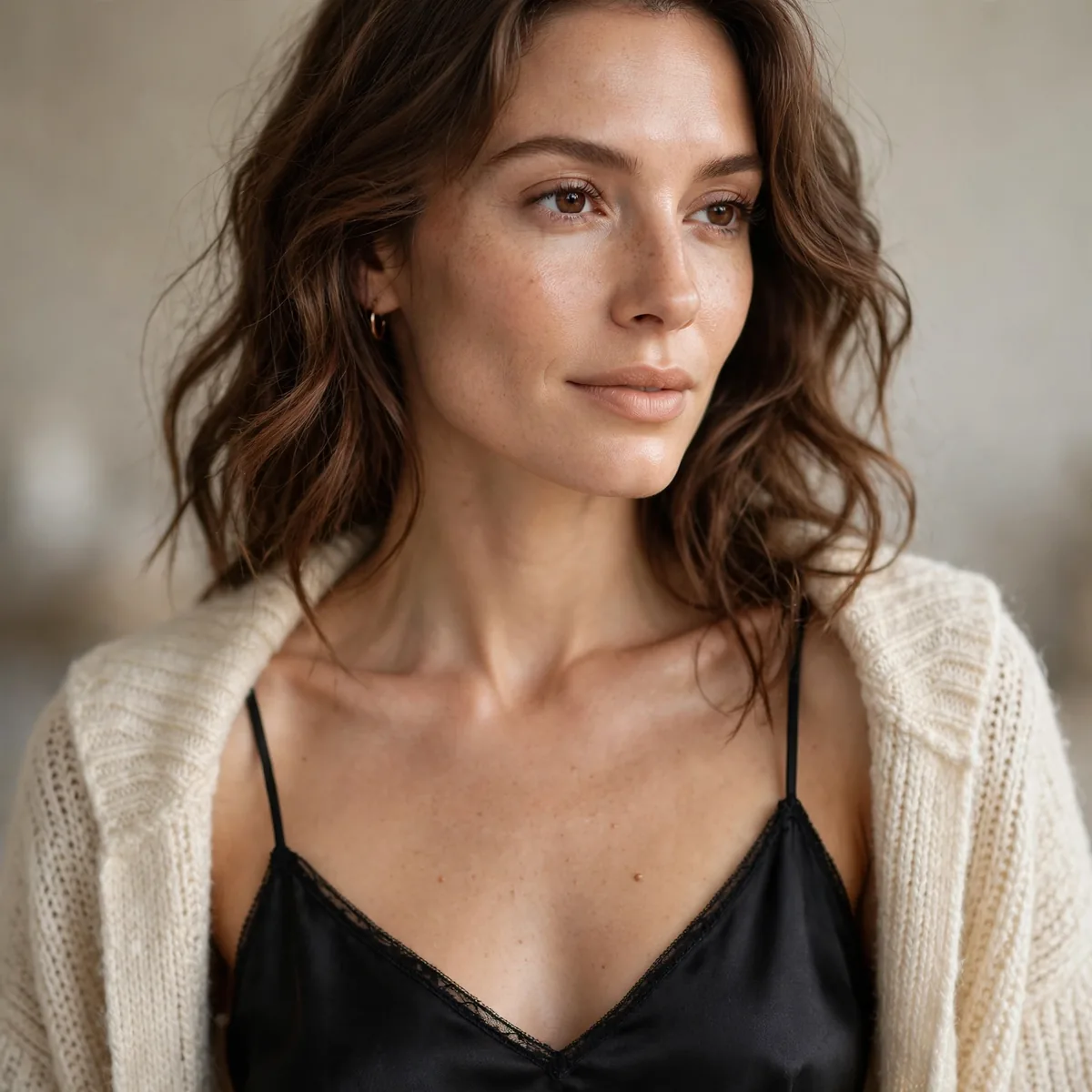 Slip dress with soft cardigan