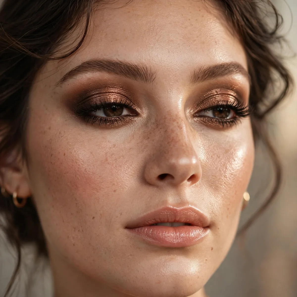 Bronze smokey eye evening look