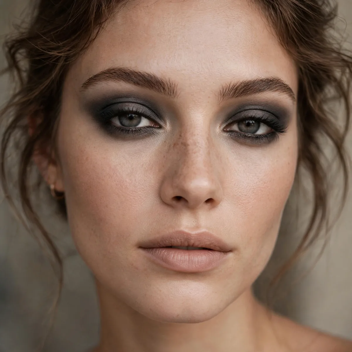 Soft charcoal smokey eye