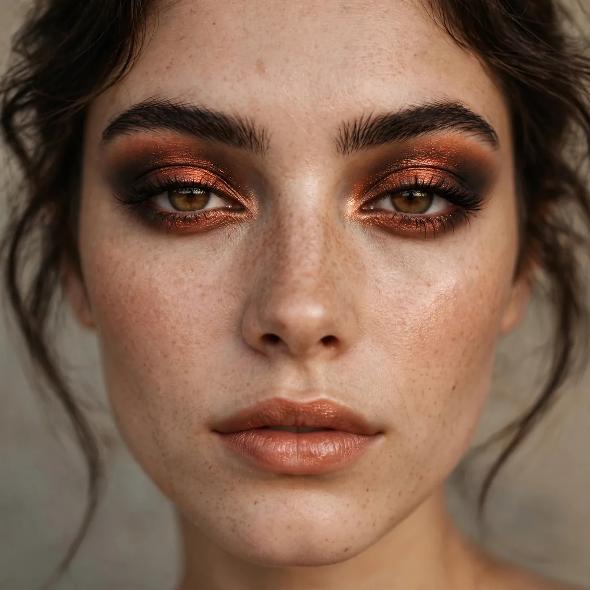 Copper smokey eye night look