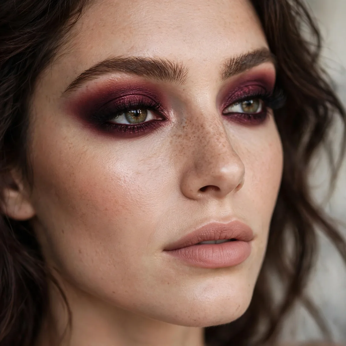 Burgundy wine smokey eye