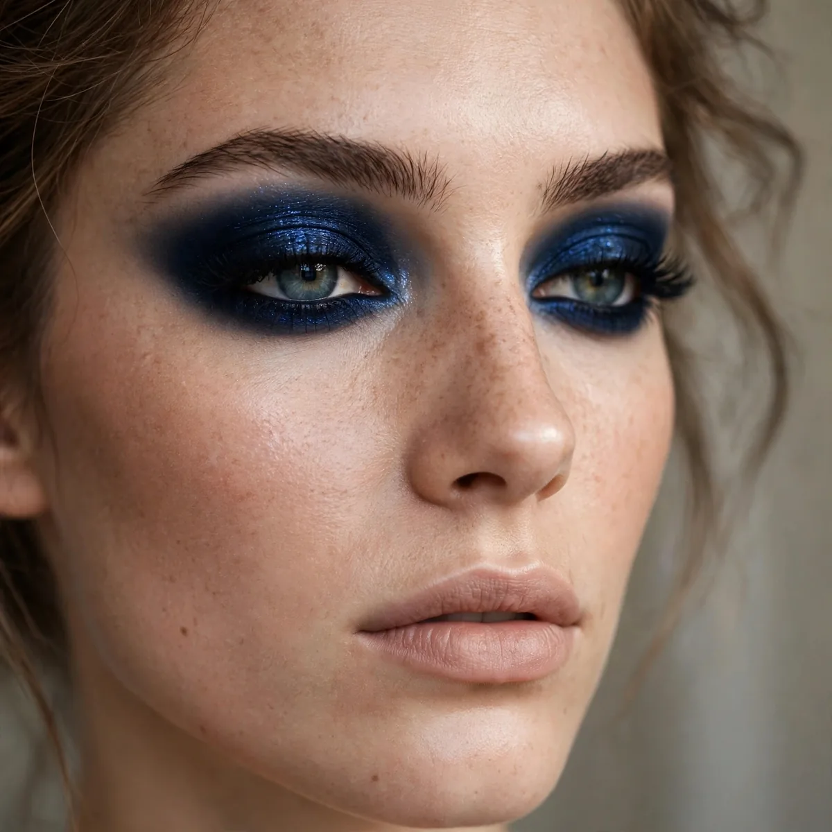Midnight blue dramatic smokey eye