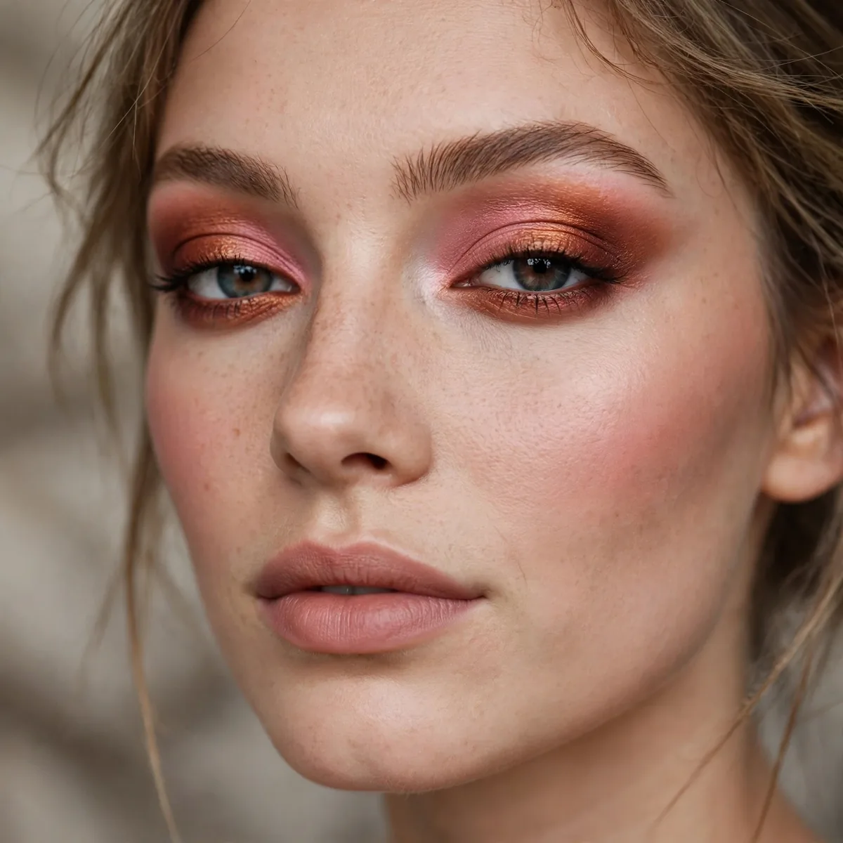 Close-up of Copper Sunset Smoke featuring rich copper and pale rose